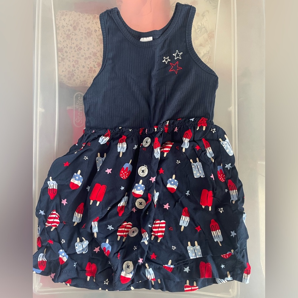 Navy Sleeveless Patriotic Popsicle Dress